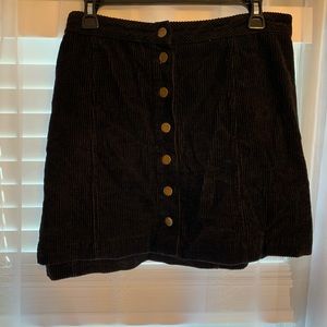 Black corduroy button down skirt